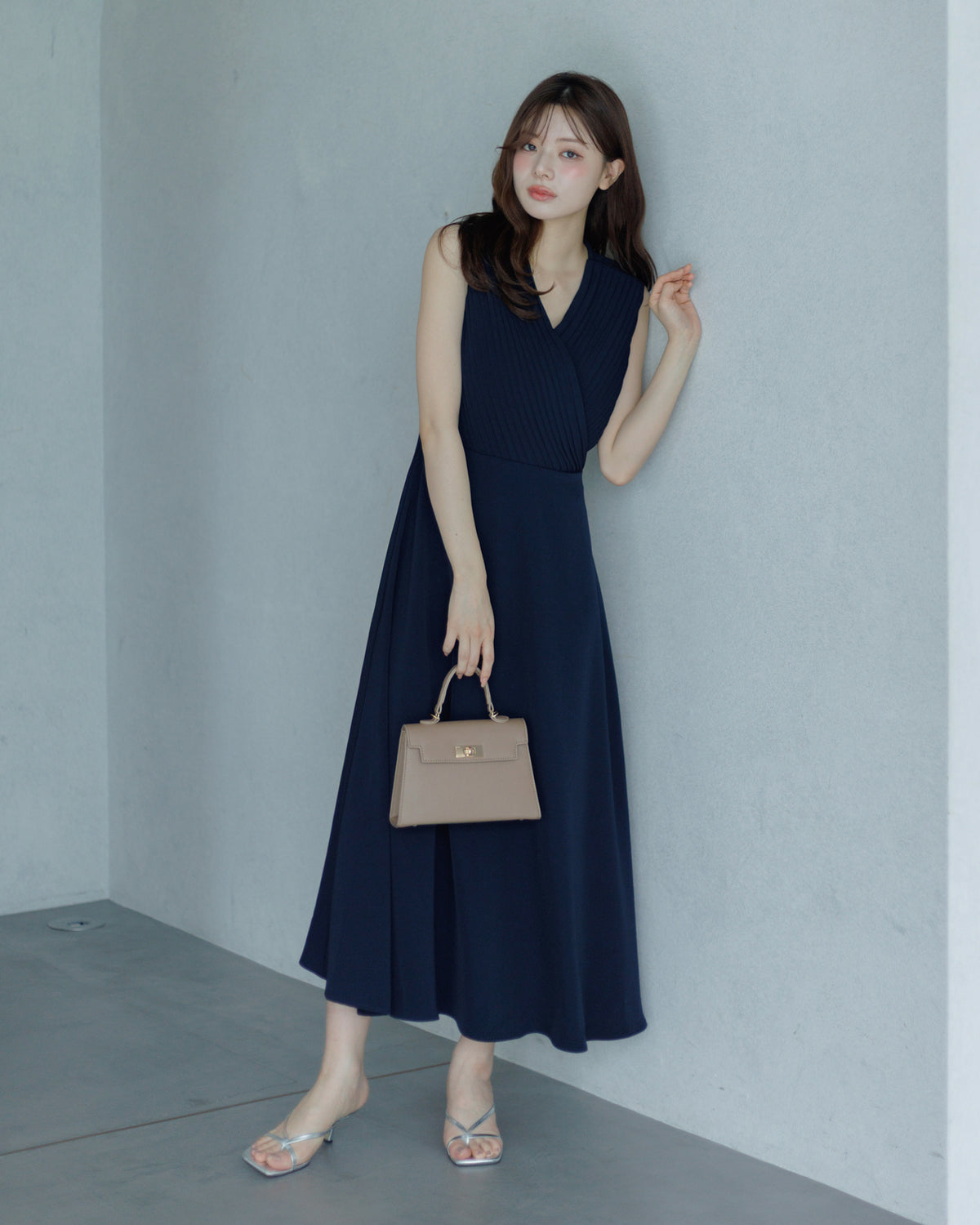 【SPECIAL 10%OFF】クロスドレープフレアワンピース