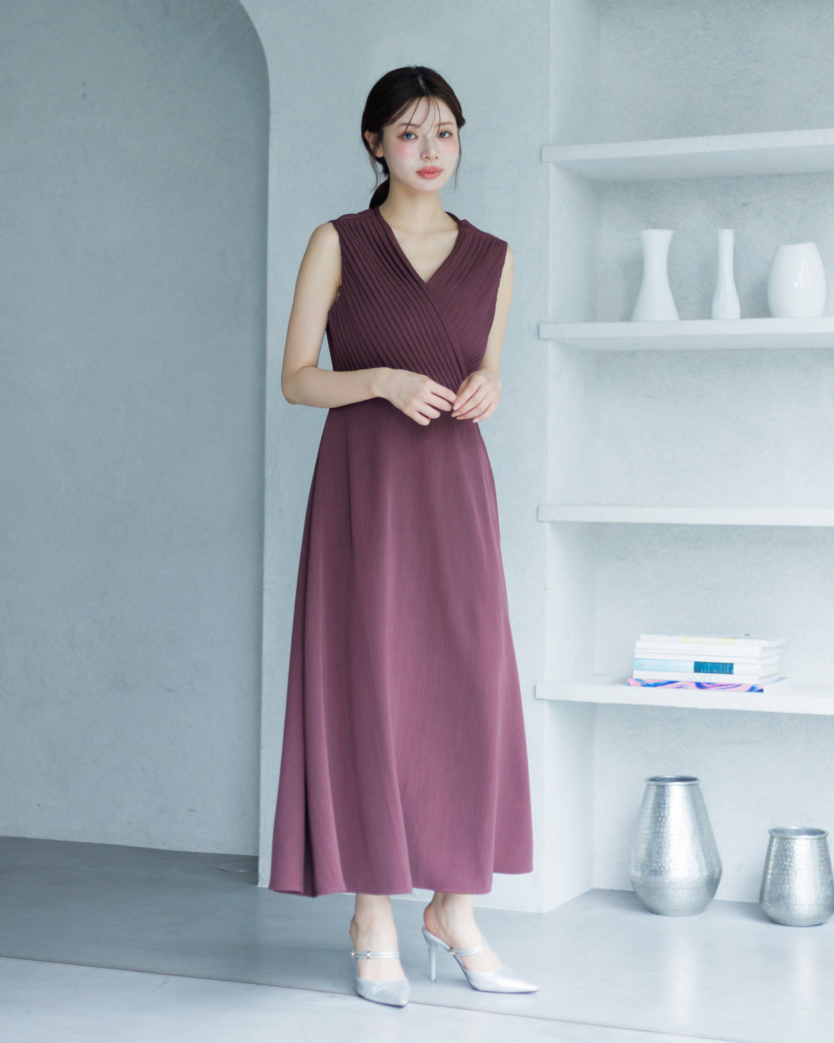 【SPECIAL 10%OFF】クロスドレープフレアワンピース