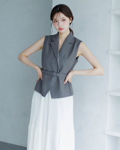 テーラードベストsetプリーツキャミワンピース