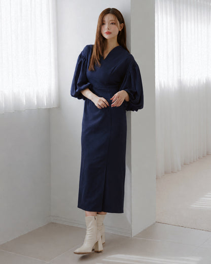 【SPECIAL10%OFF】ボリュームパフスリーブアイラインワンピース