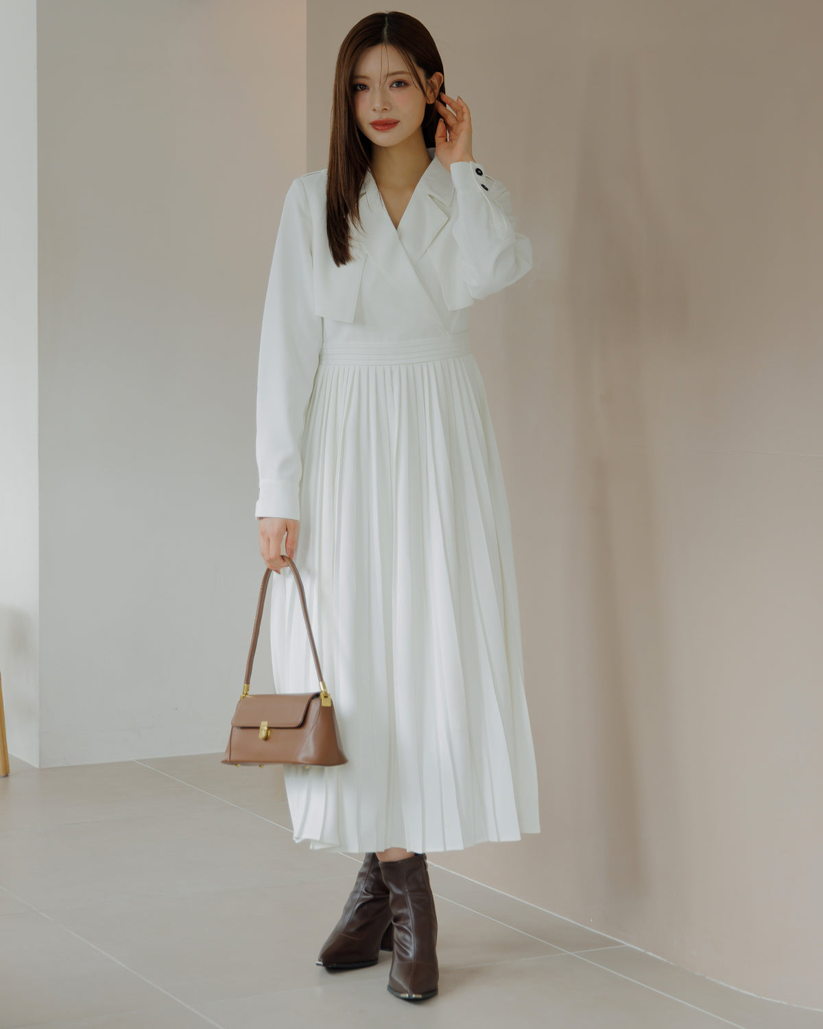 【SPECIAL10%OFF】トレンチディティールプリーツワンピース