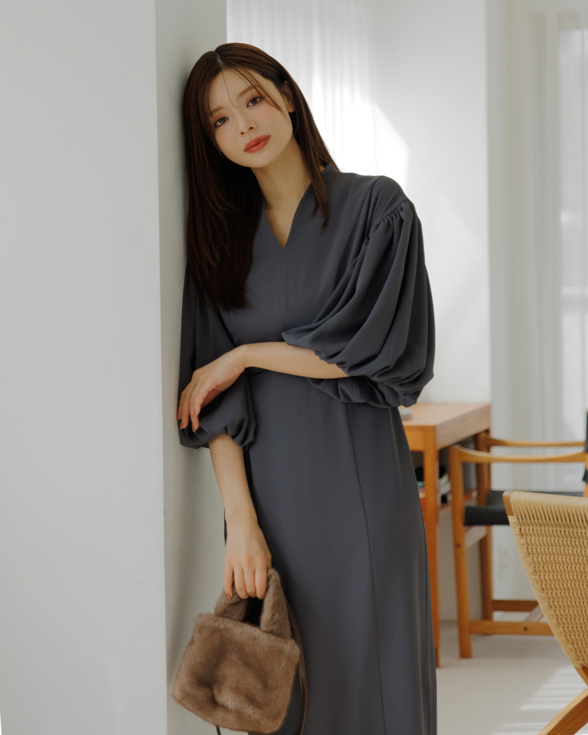 【SPECIAL10%OFF】ボリュームパフスリーブアイラインワンピース