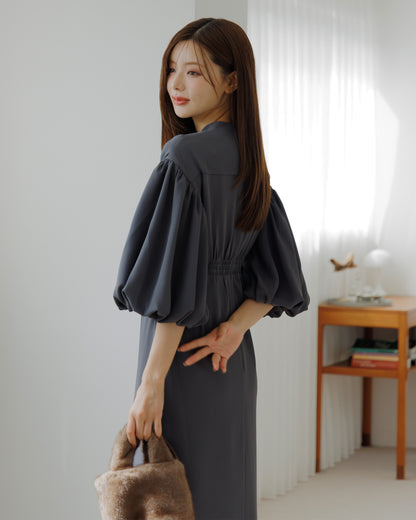 【SPECIAL10%OFF】ボリュームパフスリーブアイラインワンピース