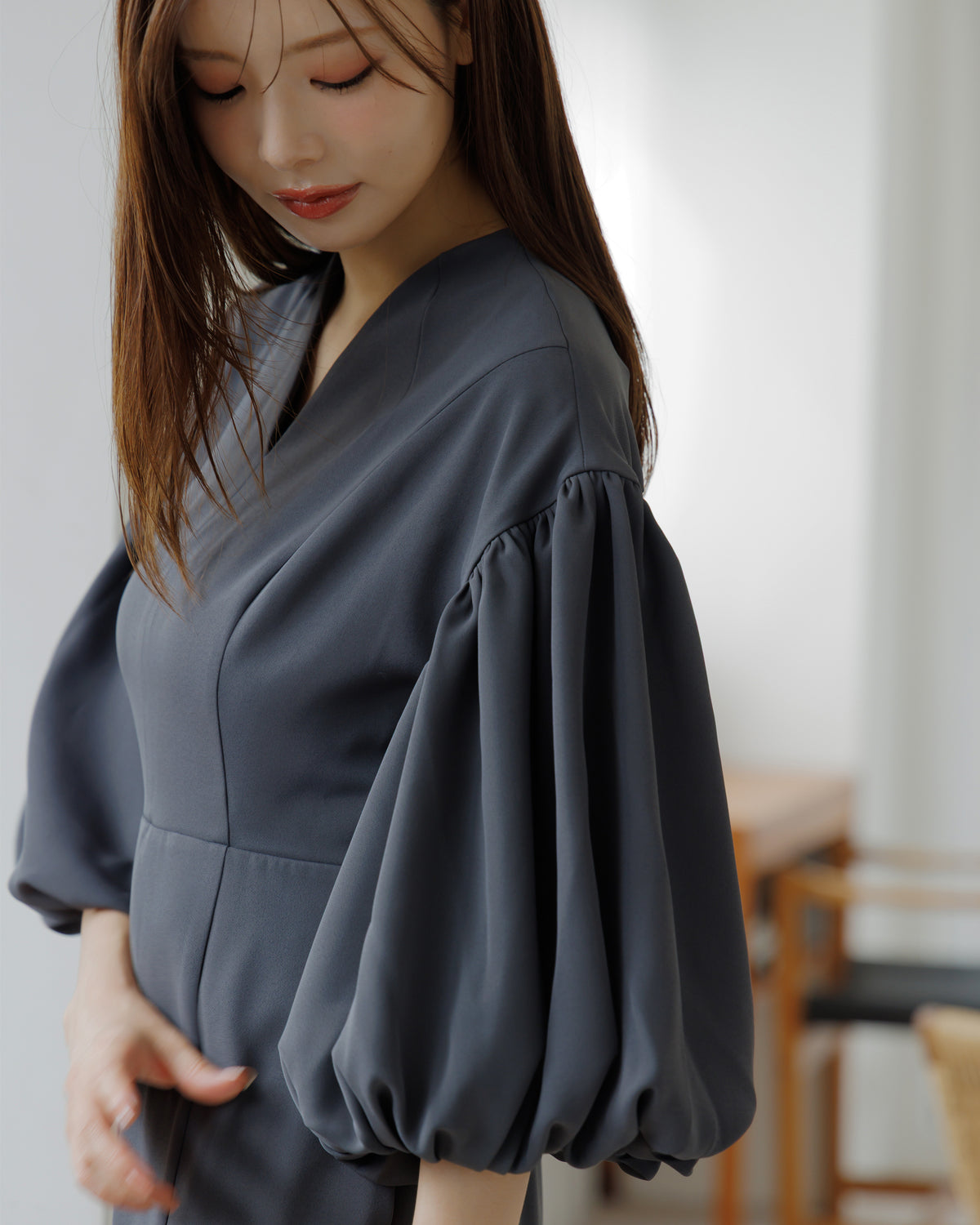 【SPECIAL10%OFF】ボリュームパフスリーブアイラインワンピース