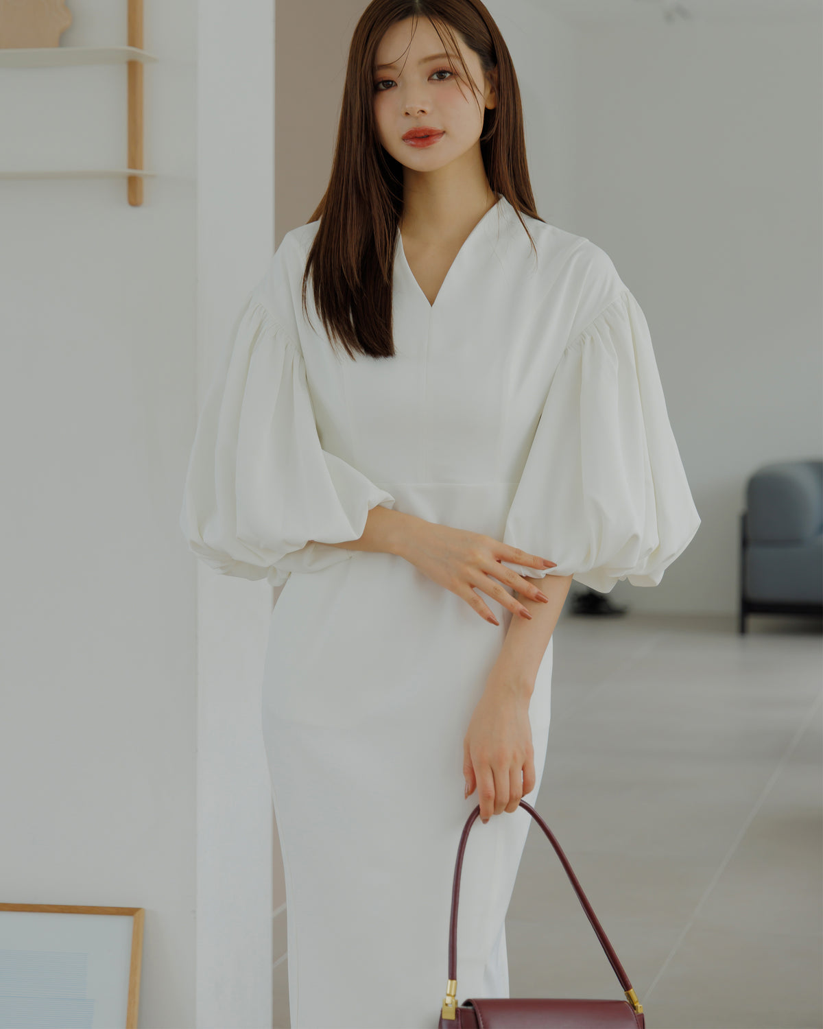 【SPECIAL10%OFF】ボリュームパフスリーブアイラインワンピース