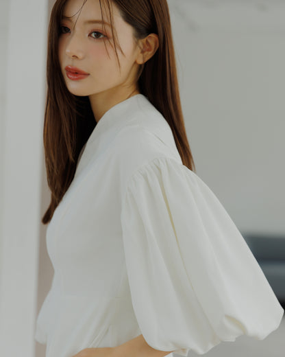 【SPECIAL10%OFF】ボリュームパフスリーブアイラインワンピース