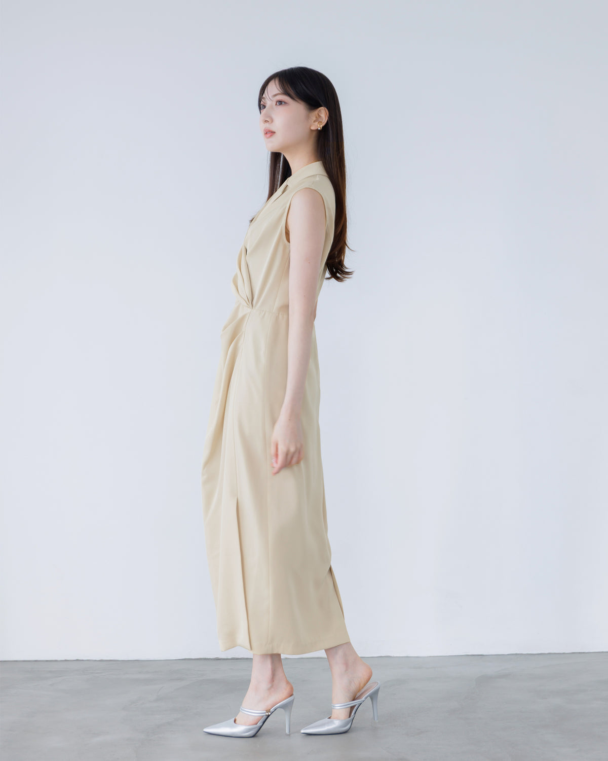 ノースリーブカシュクールドレープワンピース