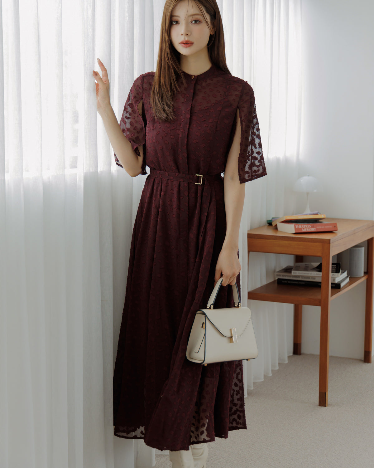 【SPECIAL10%OFF】スリットスリーブジャガードフレアワンピース