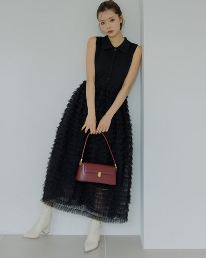 【SPECIAL10%OFF】ドッキングニットフリルワンピース