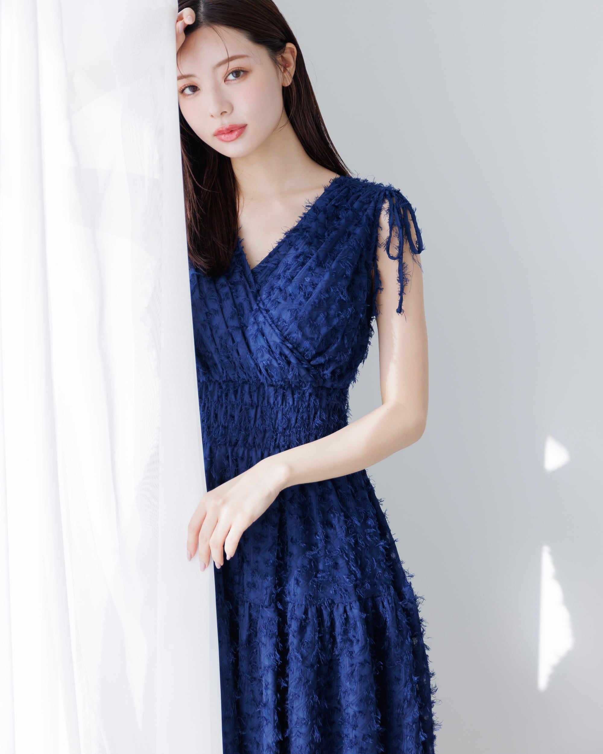 ノースリーブフリンジジャガードワンピース – Éclat Lune