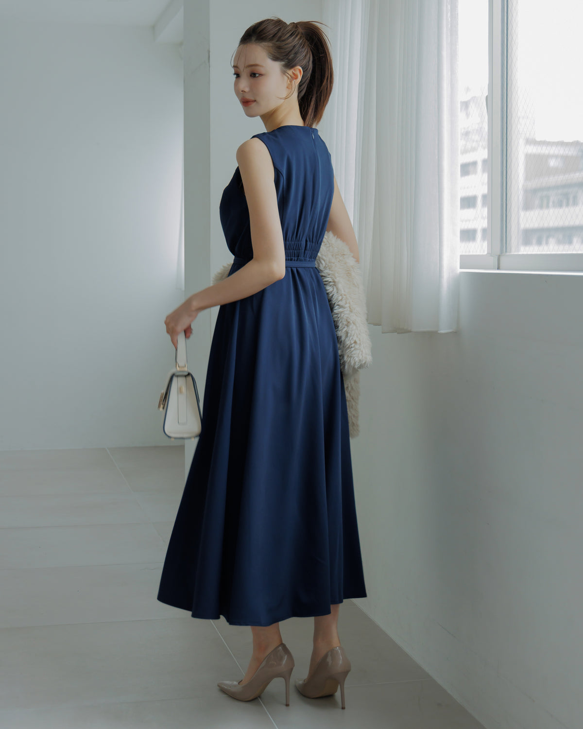 【SPECIAL10%OFF】フロントドレープフレアワンピース