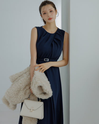 【SPECIAL10%OFF】フロントドレープフレアワンピース