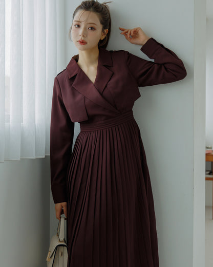 【SPECIAL10%OFF】トレンチディティールプリーツワンピース