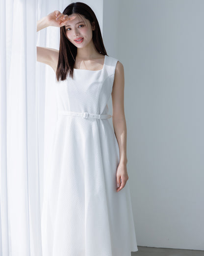 ノースリーブジャガードアシンメトリーワンピース