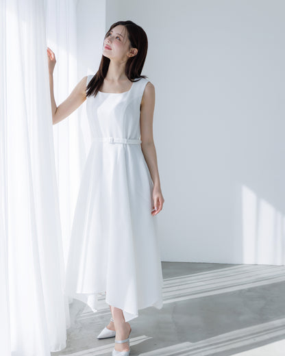 ノースリーブジャガードアシンメトリーワンピース