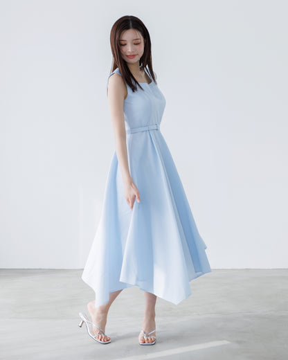 ノースリーブジャガードアシンメトリーワンピース