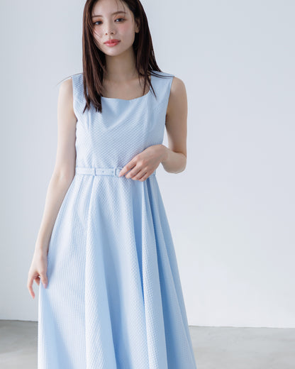 ノースリーブジャガードアシンメトリーワンピース