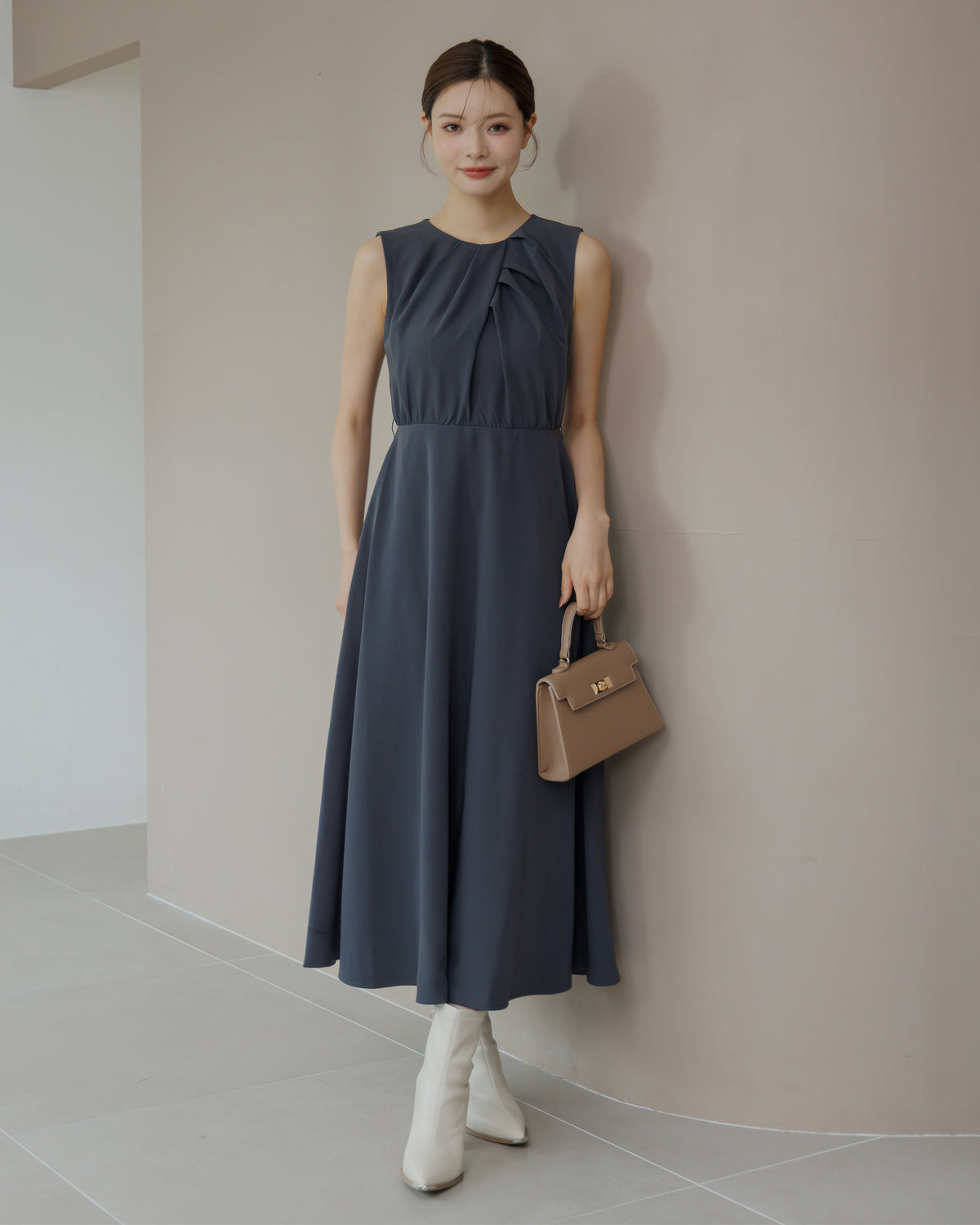【SPECIAL10%OFF】フロントドレープフレアワンピース