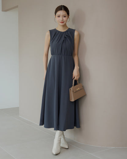 【SPECIAL10%OFF】フロントドレープフレアワンピース