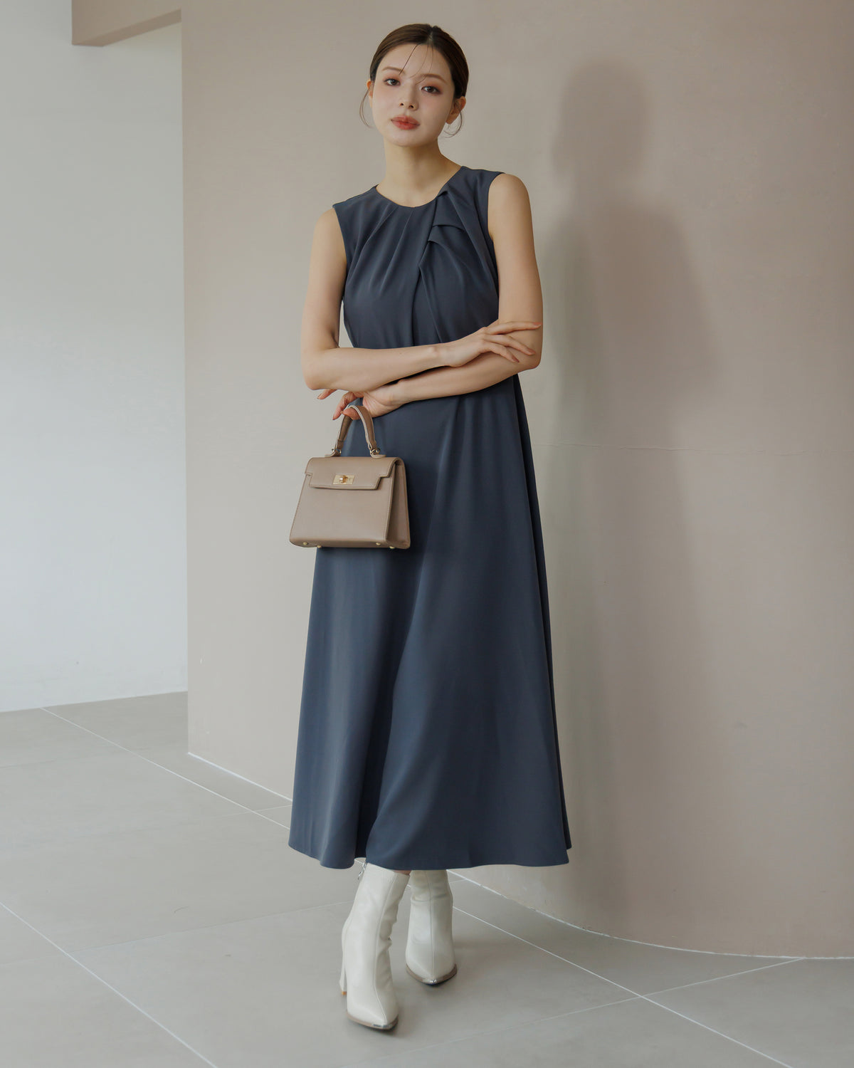 【SPECIAL10%OFF】フロントドレープフレアワンピース