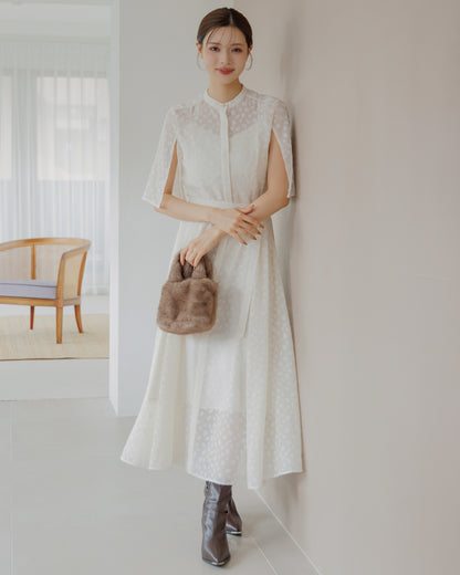 【SPECIAL10%OFF】スリットスリーブジャガードフレアワンピース