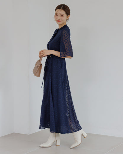 【SPECIAL10%OFF】スリットスリーブジャガードフレアワンピース