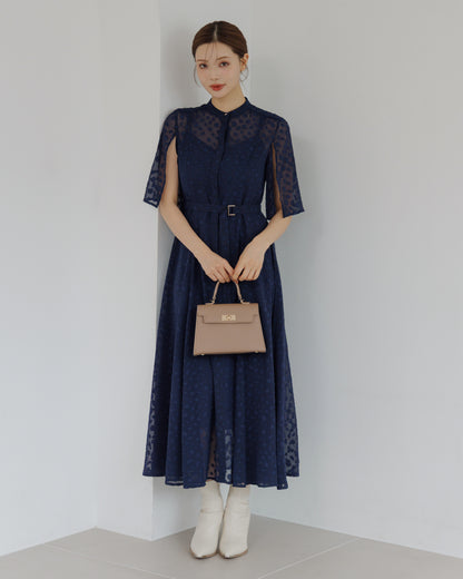 【SPECIAL10%OFF】スリットスリーブジャガードフレアワンピース