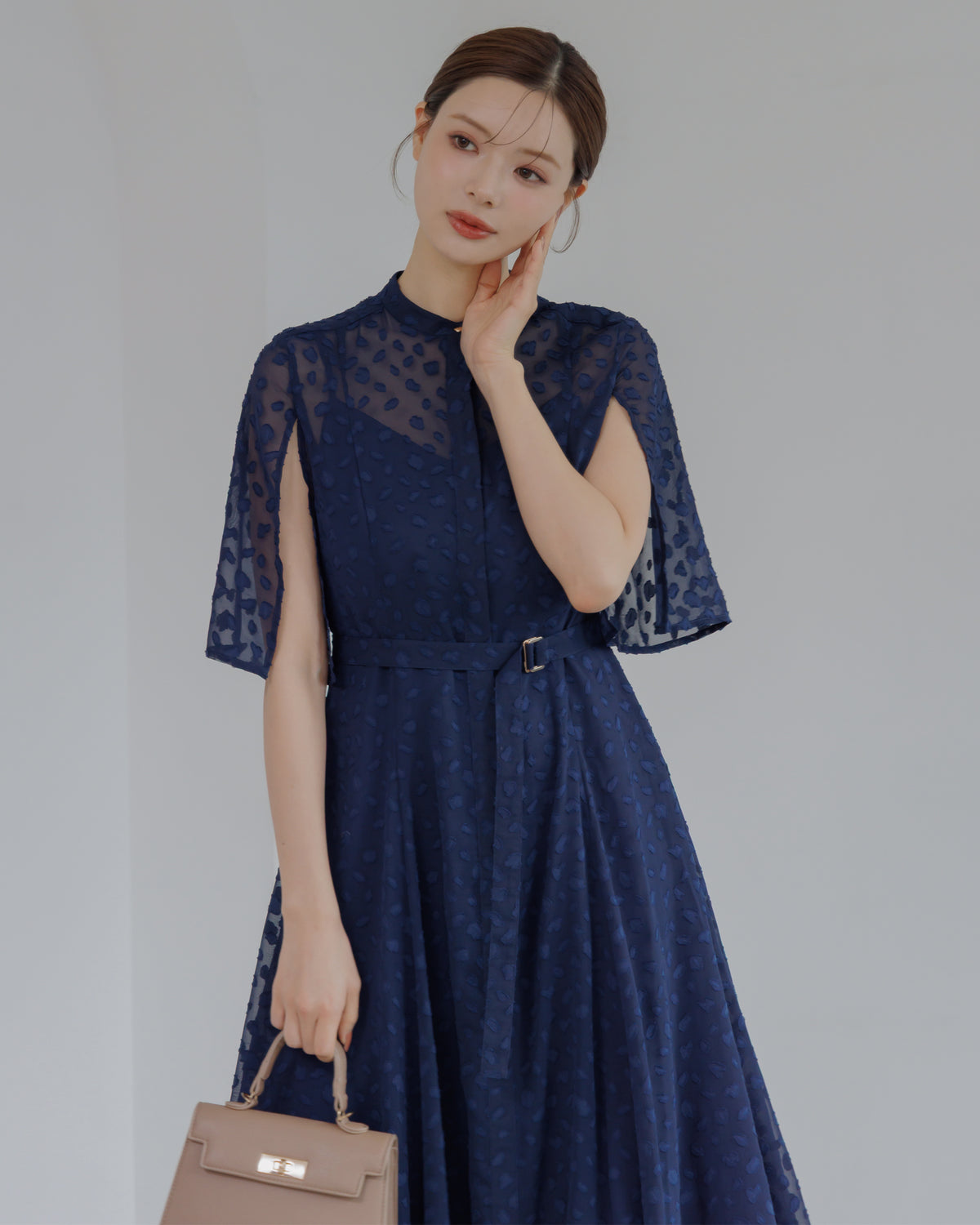 【SPECIAL10%OFF】スリットスリーブジャガードフレアワンピース