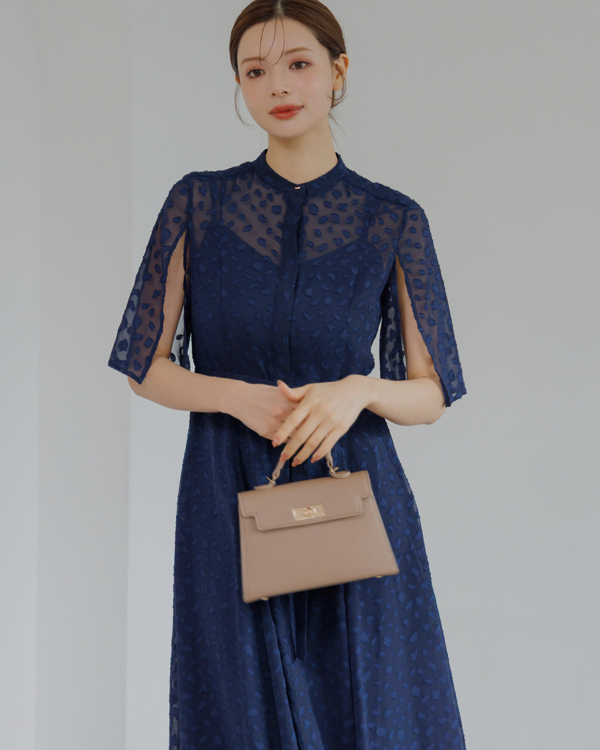 【SPECIAL10%OFF】スリットスリーブジャガードフレアワンピース