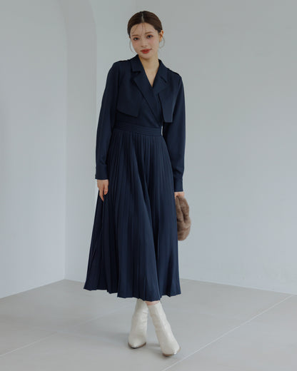 【SPECIAL10%OFF】トレンチディティールプリーツワンピース