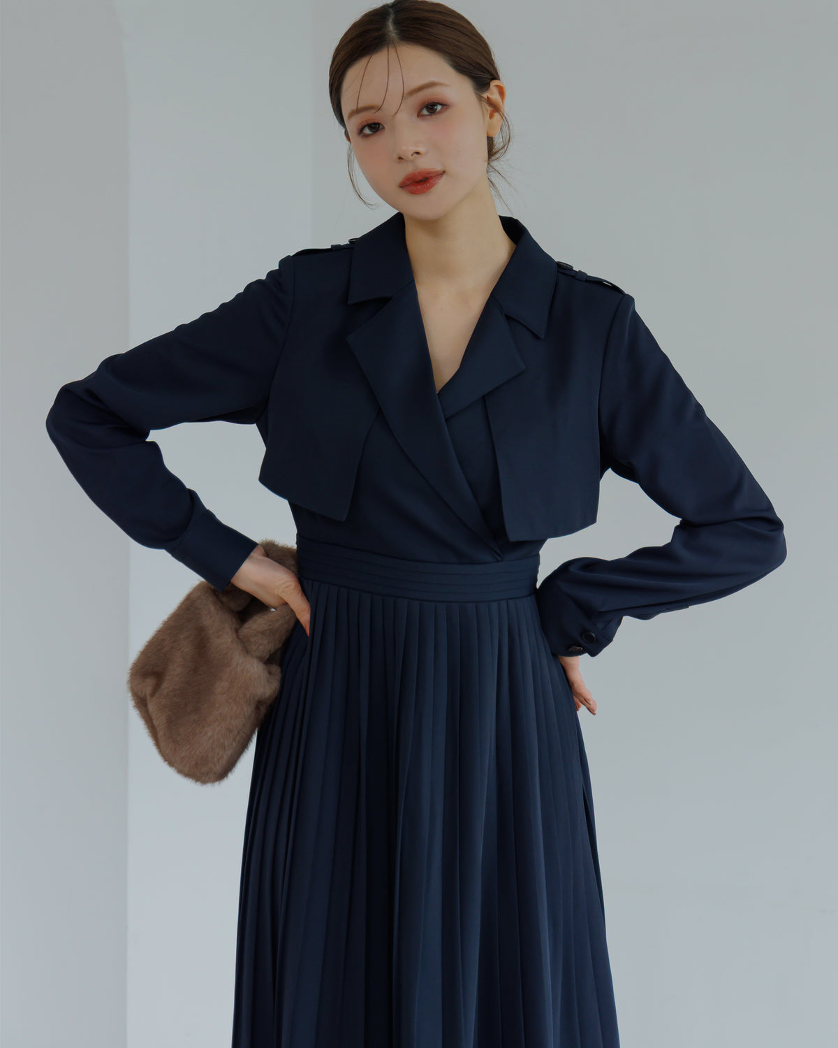 【SPECIAL10%OFF】トレンチディティールプリーツワンピース