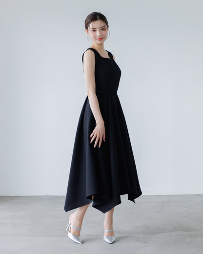 ノースリーブジャガードアシンメトリーワンピース