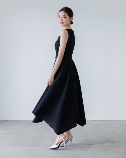 ノースリーブジャガードアシンメトリーワンピース