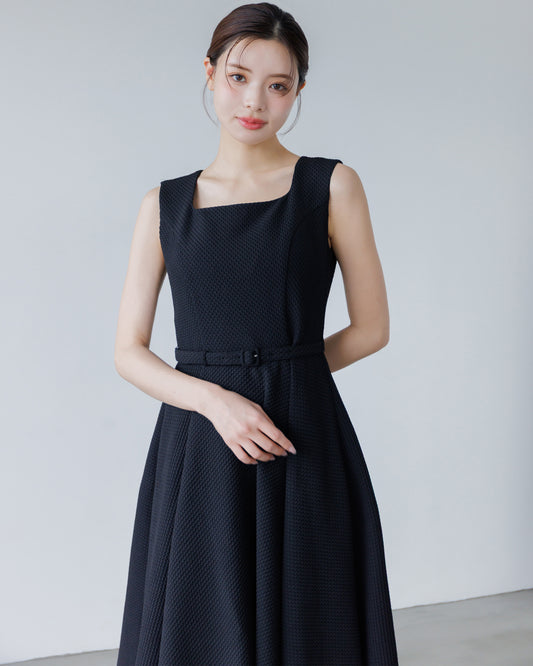 ノースリーブジャガードアシンメトリーワンピース
