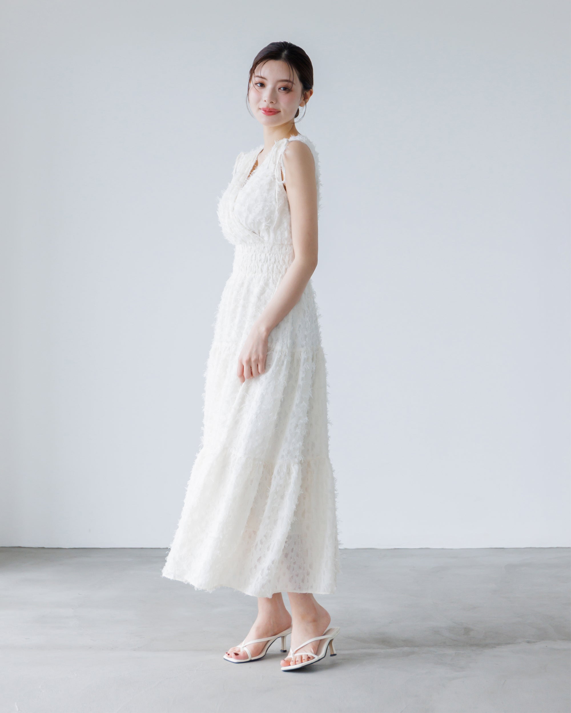 ノースリーブフリンジジャガードワンピース – Éclat Lune