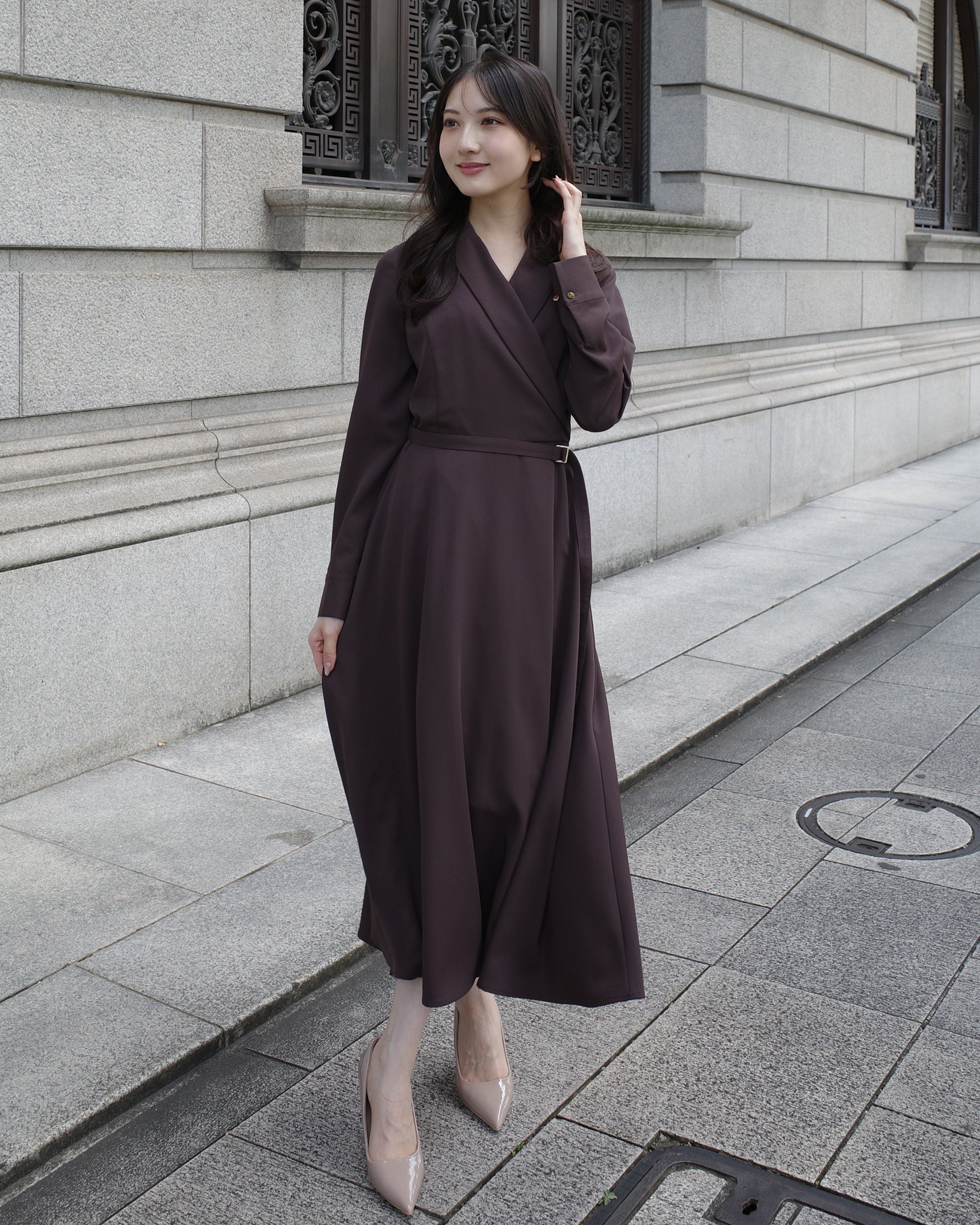 SPECIAL10%OFF】ロングスリーブトレンチフレアワンピース – Éclat Lune