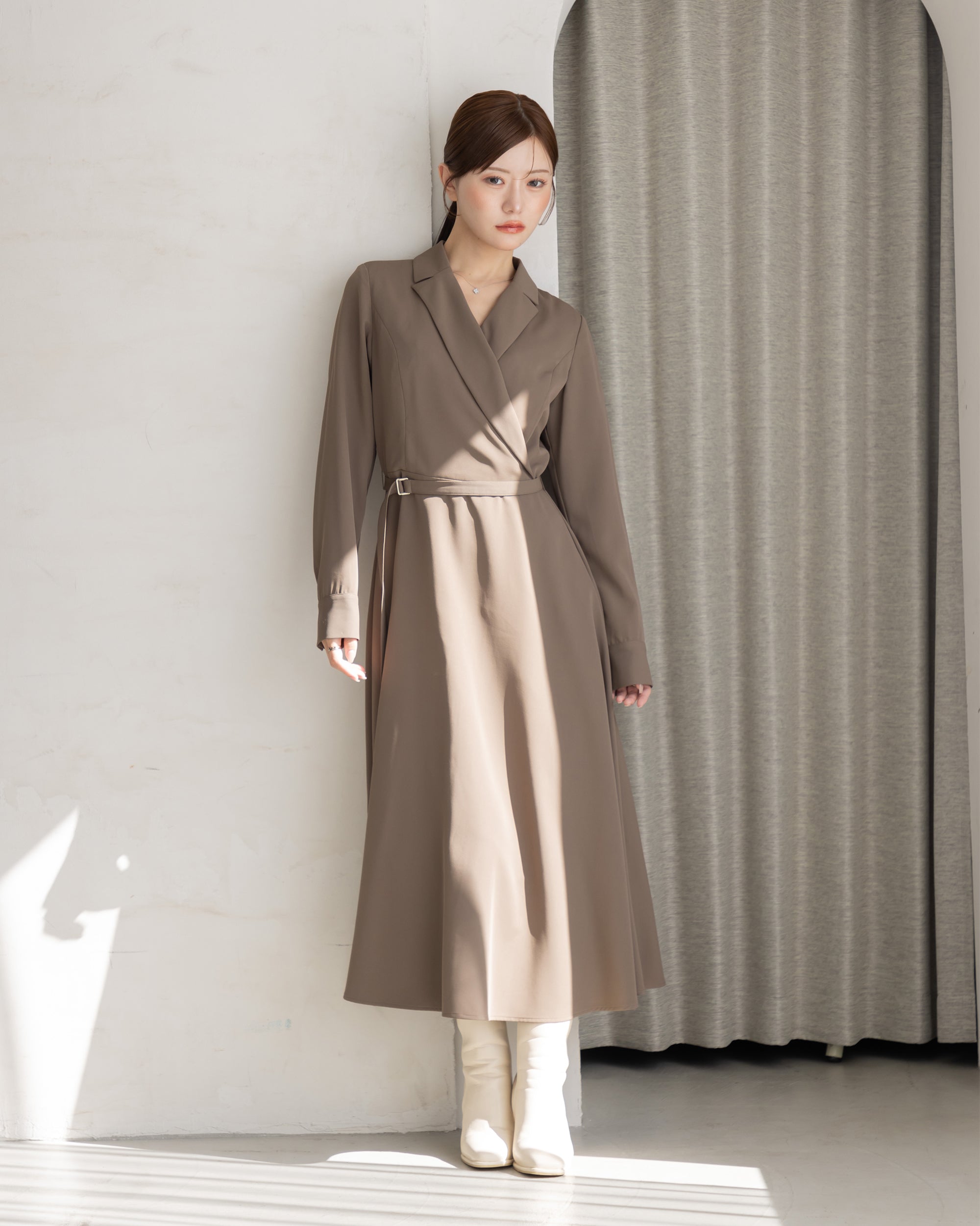 SPECIAL10%OFF】ロングスリーブトレンチフレアワンピース – Éclat Lune