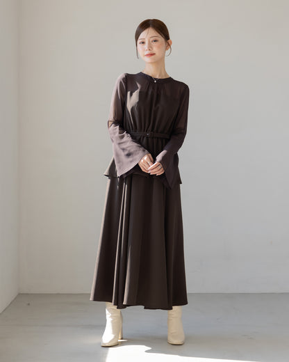 【SPECIAL10%OFF】ペプラムシフォンボリュームワンピース