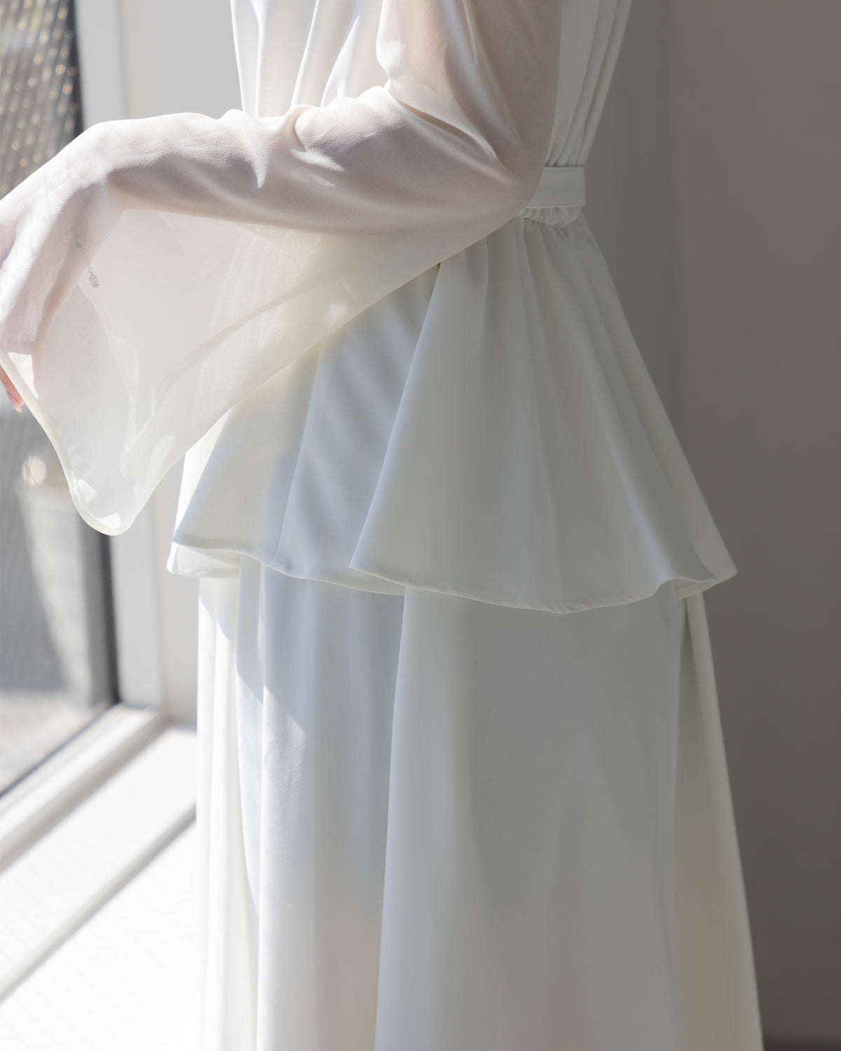 【SPECIAL10%OFF】ペプラムシフォンボリュームワンピース