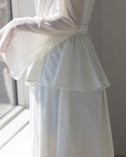 【SPECIAL10%OFF】ペプラムシフォンボリュームワンピース