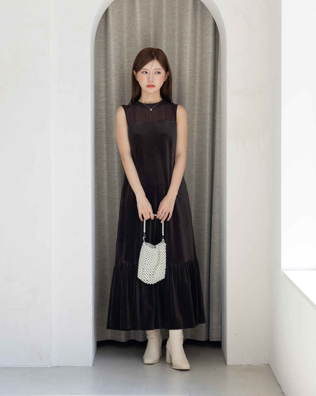 【SPECIAL10%OFF】ノーブルベロアシアーワンピース